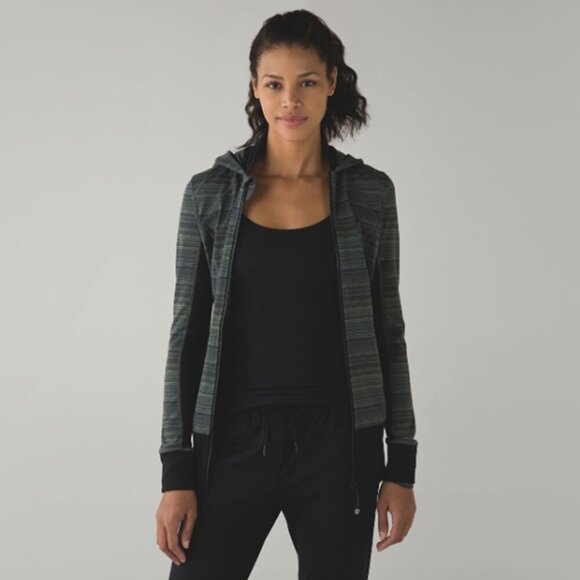 LULULEMON Daily Practice Jacket Space Dye Twist Dark Slate Fatigue Green / Black - Picture 1 of 10